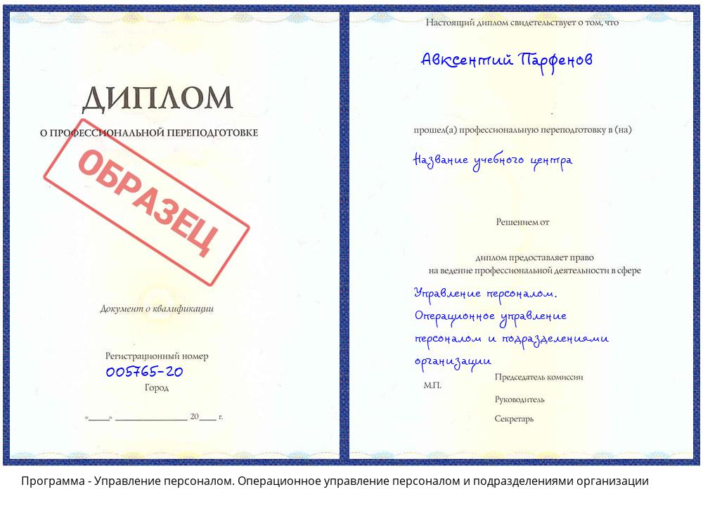 Управление персоналом. Операционное управление персоналом и подразделениями организации Кашира