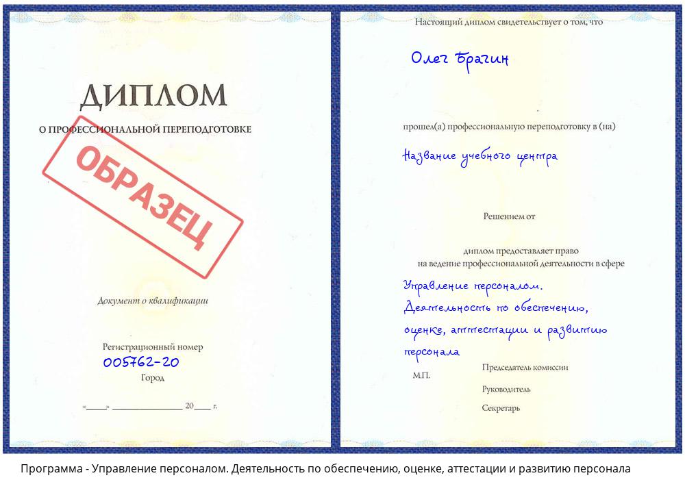 Управление персоналом. Деятельность по обеспечению, оценке, аттестации и развитию персонала Кашира