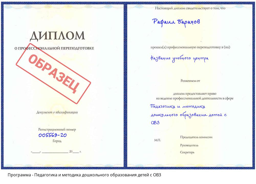 Педагогика и методика дошкольного образования детей с ОВЗ Кашира