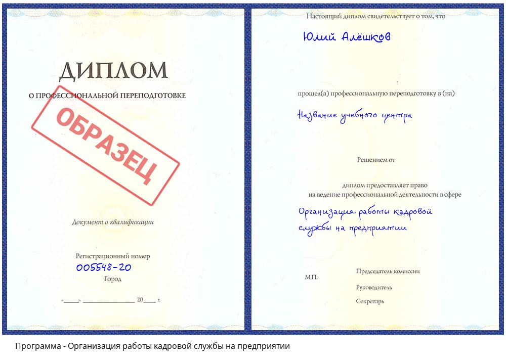 Организация работы кадровой службы на предприятии Кашира