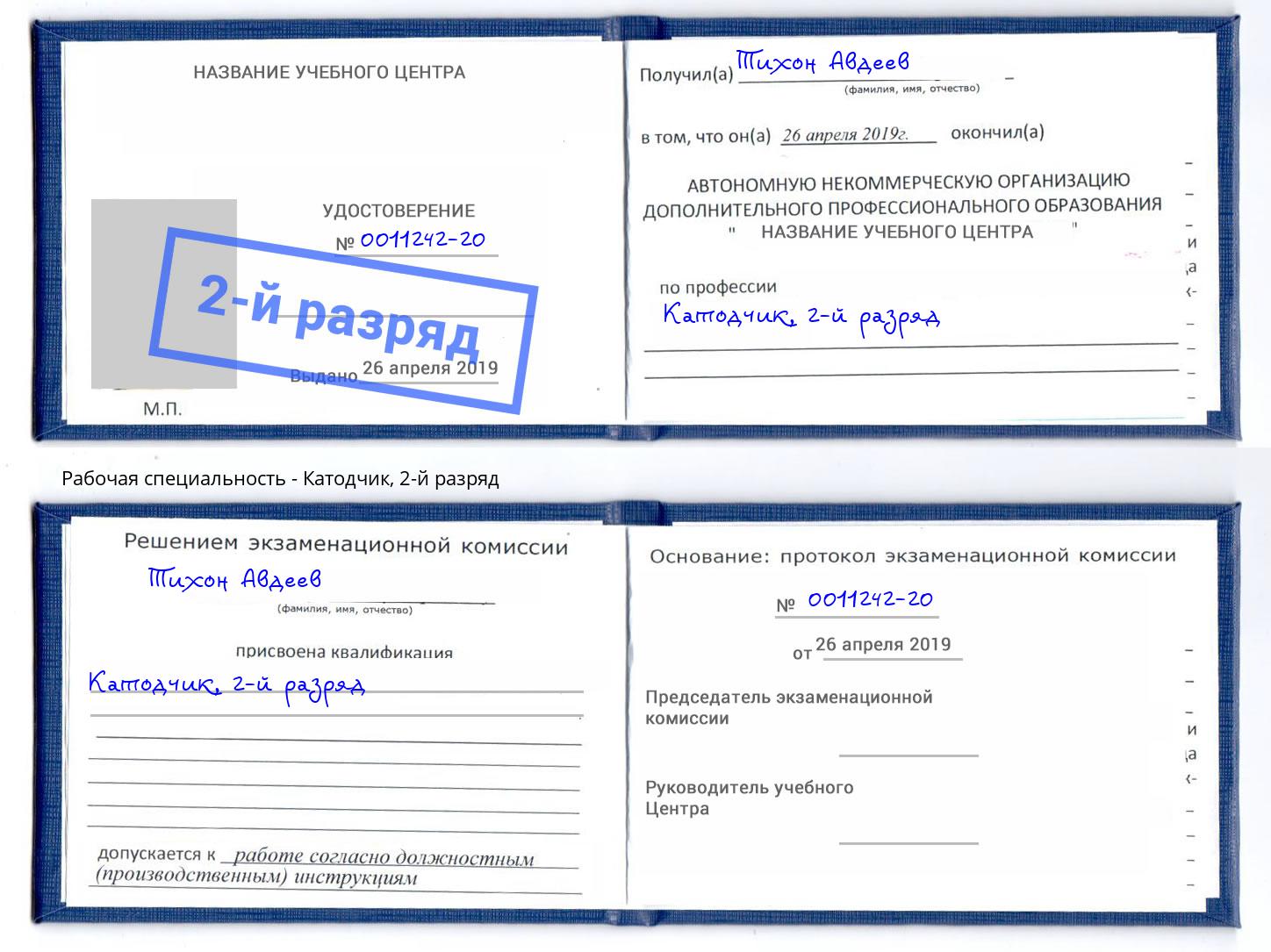 корочка 2-й разряд Катодчик Кашира